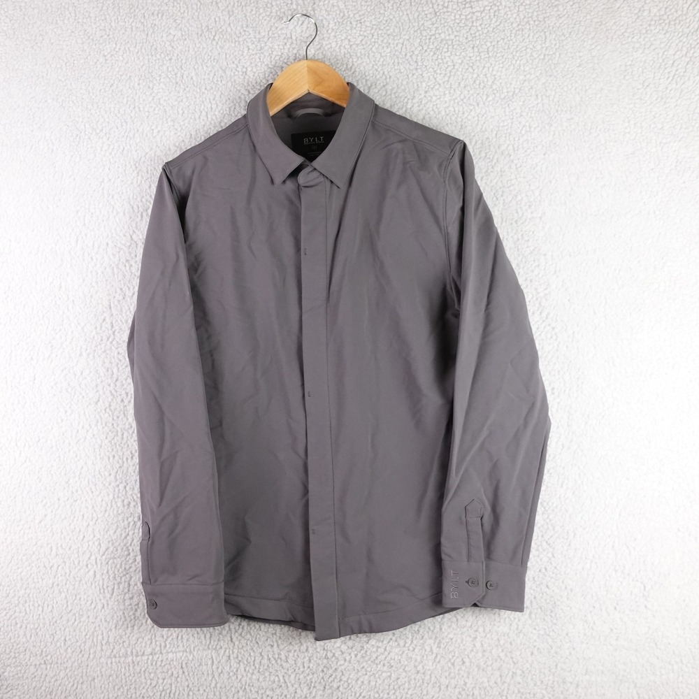 BYLT Premium Basics Mens Med Costal Overshirt Shirt Jacket‎ Grey Stretch